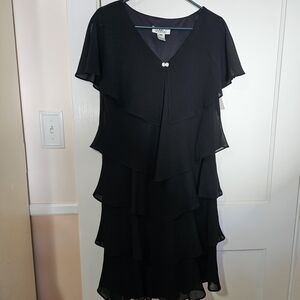 Patra Black Layered Midi Dress